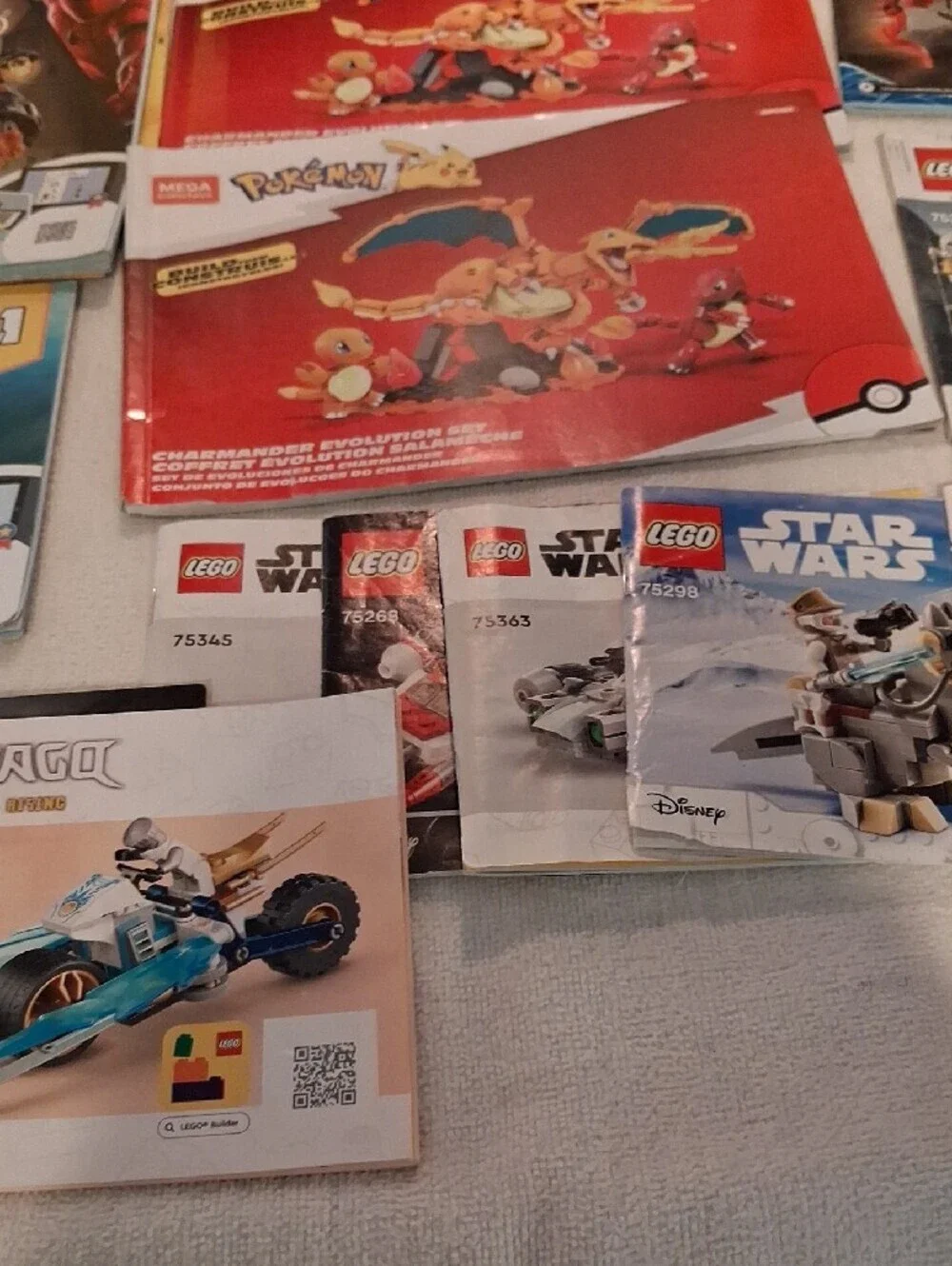 Lego Instruction Manual Lot - Blue, Yellow, Red, Orange Covers